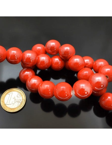 Filo di perle rotonde in ceramica smaltata 14-15 mm 25pz Gioie d'Oriente