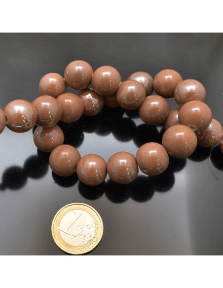 Filo di perle rotonde in ceramica smaltata 14-15 mm 25pz Gioie d'Oriente