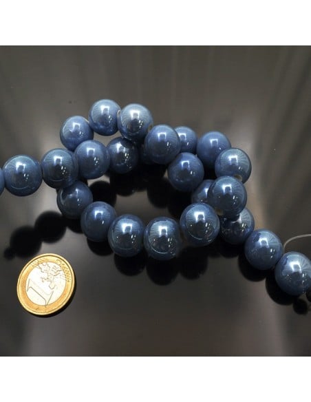 Filo di perle rotonde in ceramica smaltata 14-15 mm 25pz Gioie d'Oriente