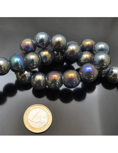 Filo di perle rotonde in ceramica smaltata 14-15 mm 25pz Gioie d'Oriente