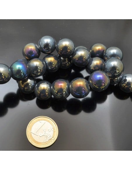 Filo di perle rotonde in ceramica smaltata 14-15 mm 25pz Gioie d'Oriente