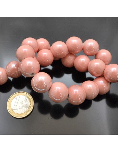Filo di perle rotonde in ceramica smaltata 14-15 mm 25pz Gioie d'Oriente