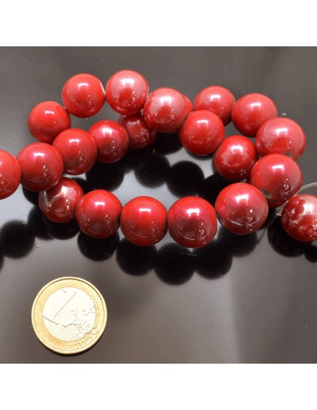 Filo di perle rotonde in ceramica smaltata 14-15 mm 25pz Gioie d'Oriente