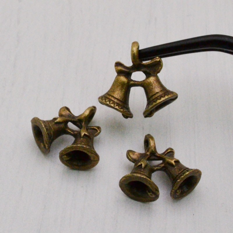 3 pz ciondolo forma  doppia campana 15x 16 mm PER BIGIOTTERIA