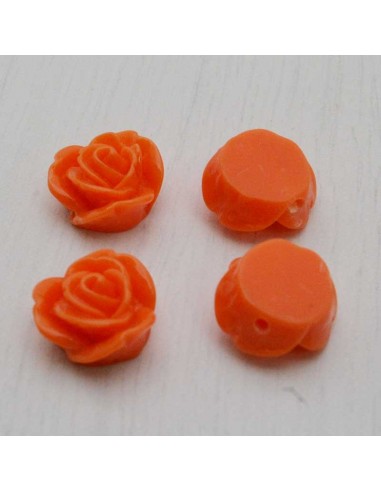 Cabochon fiori rosa in resina foro passante 14 mm 4pz Gioie d'Oriente