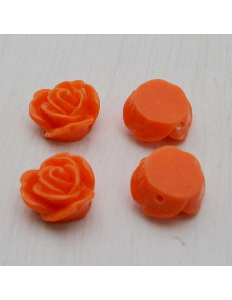 Cabochon fiori rosa in resina foro passante 14 mm 4pz Gioie d'Oriente