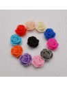 4 pz Cabochon fiori Rosa in Resina 14 mm base piatta foro passante per Bigiotteria