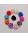 Cabochon fiori rosa in resina foro passante 14 mm 4pz Gioie d'Oriente