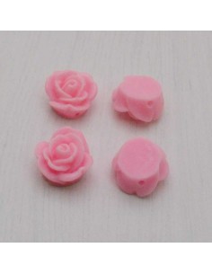 Cabochon fiori rosa in resina foro passante 14 mm 4pz Gioie d'Oriente 2