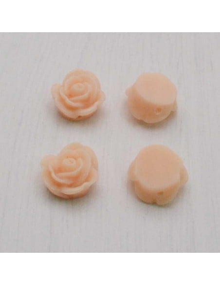 Cabochon fiori rosa in resina foro passante 14 mm 4pz Gioie d'Oriente