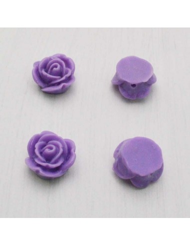 Cabochon fiori rosa in resina foro passante 14 mm 4pz Gioie d'Oriente