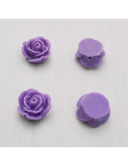 Cabochon fiori rosa in resina foro passante 14 mm 4pz Gioie d'Oriente