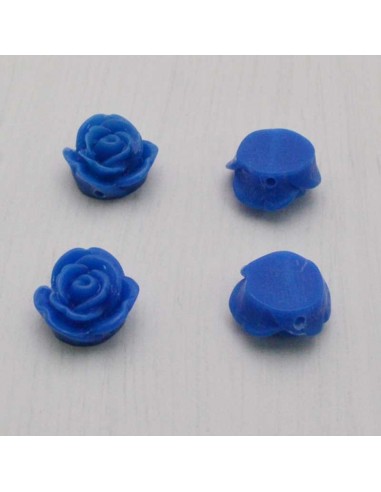 Cabochon fiori rosa in resina foro passante 14 mm 4pz Gioie d'Oriente