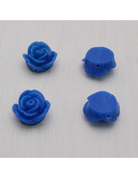 Cabochon fiori rosa in resina foro passante 14 mm 4pz Gioie d'Oriente