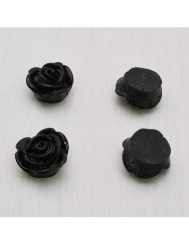 Cabochon fiori rosa in resina foro passante 14 mm 4pz Gioie d'Oriente