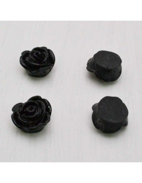 Cabochon fiori rosa in resina foro passante 14 mm 4pz Gioie d'Oriente