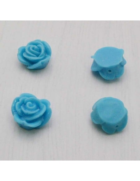 Cabochon fiori rosa in resina foro passante 14 mm 4pz Gioie d'Oriente