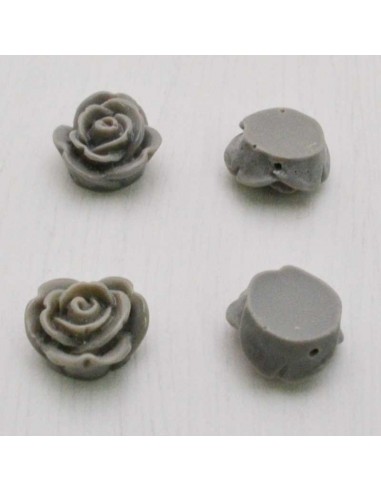 Cabochon fiori rosa in resina foro passante 14 mm 4pz Gioie d'Oriente