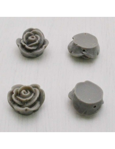Cabochon fiori rosa in resina foro passante 14 mm 4pz Gioie d'Oriente