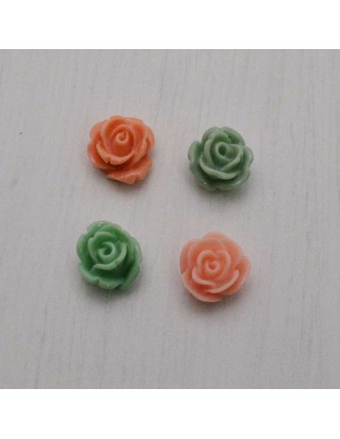 5 pz Cabochon fiori Rosa in Resina 10 mm base piatta per Bigiotteria