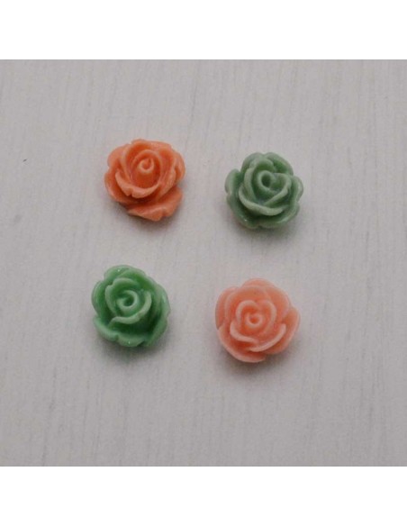 Cabochon fiori rosa in resina senza foro 10 mm 5pz Gioie d'Oriente