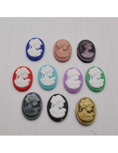 Cameo Cabochon Princess in resina 18x13mm 5pz|GDO