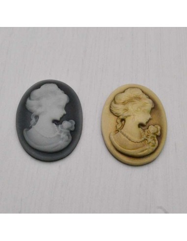 2 pz Cameo Cabochon Princess in resina 22.5  x 30  mm per crema gioiello  per BIGIOTTERIA