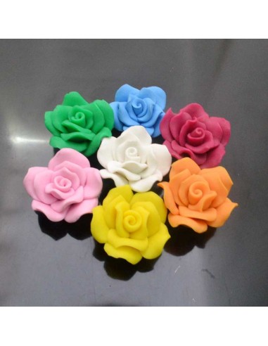 fiore pasta fimo 30 mm con foro passante crema gioiello per BIGIOTTERIA