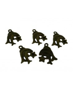 Ciondoli segno zodiacale Pesci in metallo bronzo 24x17 mm 5pz Gioie d'Oriente