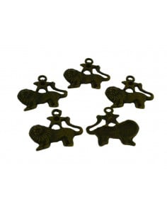 Ciondoli segno zodiacale Leone in metallo bronzo 22x25 mm 5pz Gioie d'Oriente