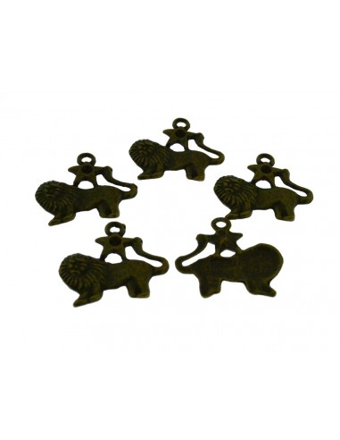 Ciondoli segno zodiacale Leone in metallo bronzo 22x25 mm 5pz Gioie d'Oriente