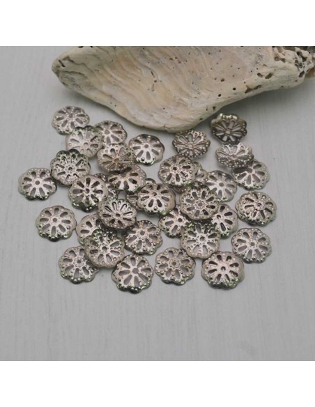 Copri perline fiore in metallo colori varianti 9,5mm 60pz Gioie d'Oriente