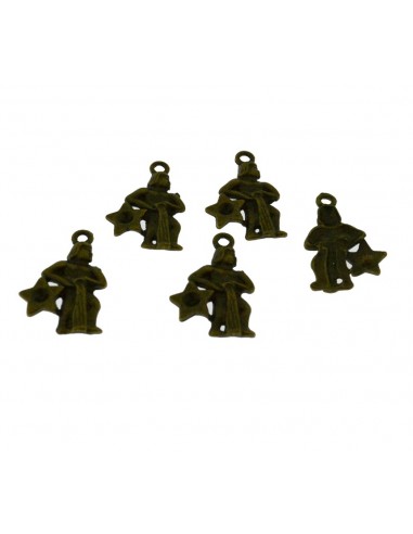 Ciondoli segno zodiacale Acquario in metallo bronzo 26x16 mm 5pz Gioie d'Oriente
