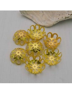 Copri perline fiore filigrana in metallo oro 17mm 10pz Gioie d'Oriente