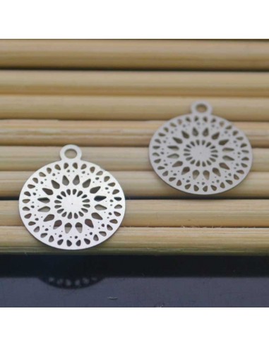 Ciondolo tondo piccolo in Filigrana in Acciaio 10x14mm 4pz | GDO