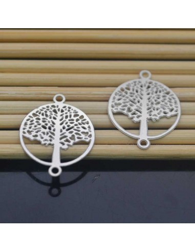 Connettore in Filigrana con Albero della Vita in Acciaio Argento 15x20mm 2pz | GDO