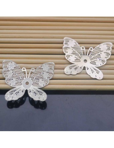 2pz Filigrana connettori Farfalla  in acciaio 26 x 30 mm  per gioielli