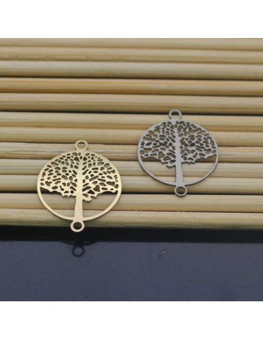 Connettore albero della vita in filigrana acciaio oro 15x20 mm 2pz Gioie d'Oriente