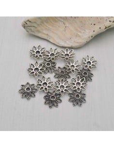 Copriperla fiore 8 punte in metallo argento rodio 20pz Gioie d'Oriente