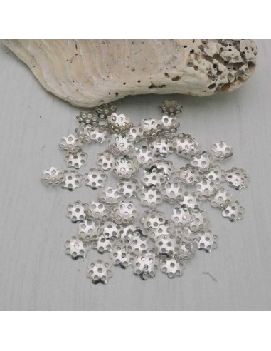 Coppette filigrana fiore in metallo argento 6mm 70pz Gioie d'Oriente