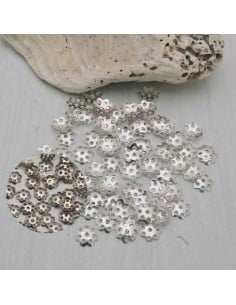 Coppette filigrana fiore in metallo argento 6mm 70pz Gioie d'Oriente
