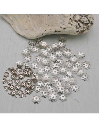 Coppette filigrana fiore in metallo argento 6mm 70pz Gioie d'Oriente