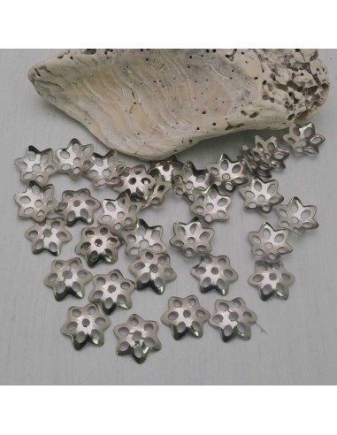 Copriperla fiore filigrana in metallo argento rodio 10mm 50pz Gioie d'Oriente
