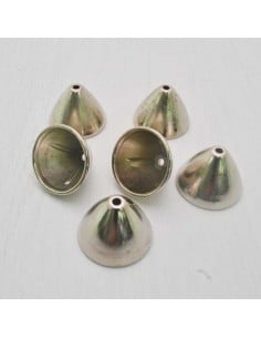 Copri perla cono liscio grande in metallo argento 21,5x18mm 6pz Gioie d'Oriente