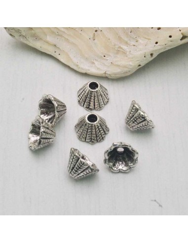 Copriperla in metallo 5 X 8 MM col argento 10pz  per bigiotteria le tue creazioni