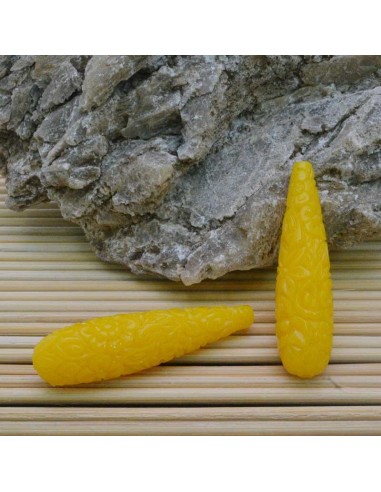 Goccia lunga incisa resina 11x45 mm col giallo per orecchini tuoi gioielli