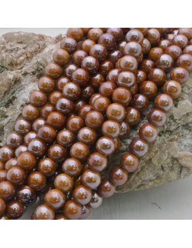 Filo di perle rotonde in ceramica smaltata 8 mm 47pz Gioie d'Oriente