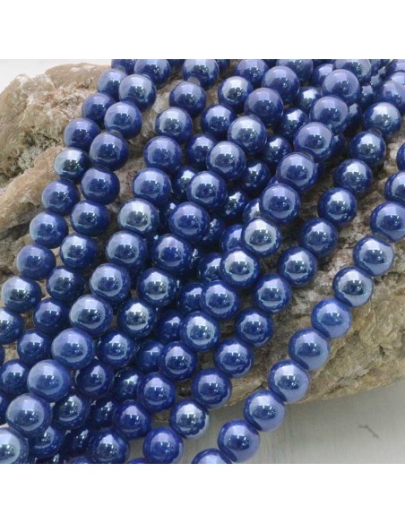 Filo di perle rotonde in ceramica smaltata 8 mm 47pz Gioie d'Oriente