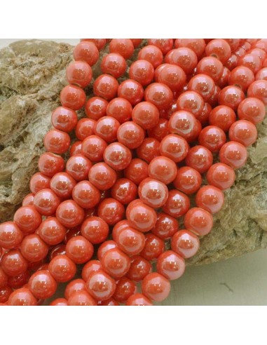 Filo di perle rotonde in ceramica smaltata 8 mm 47pz Gioie d'Oriente