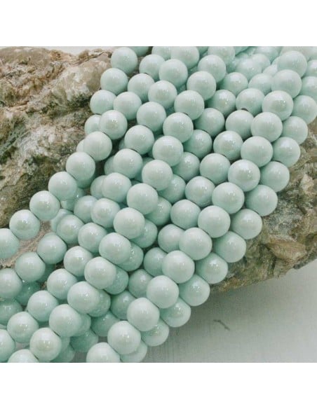 Filo di perle rotonde in ceramica smaltata 8 mm 47pz Gioie d'Oriente